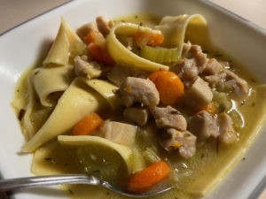 Hearty chicken noodle soup